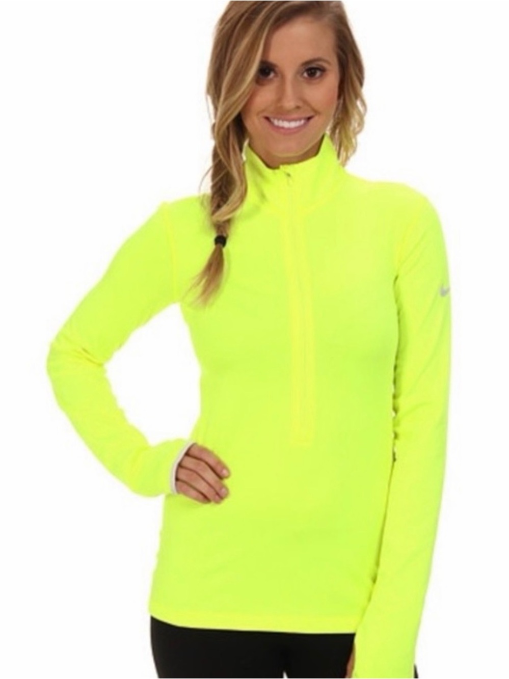 Nike Dri-FIT half-zip long-sleeve athletic top Neon Yellow Women’s Size Small